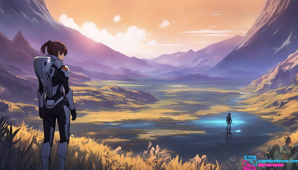 The protagonist explores new worlds, completing side quests and uncovering hidden treasures in the vast universe of Mass Effect-like games