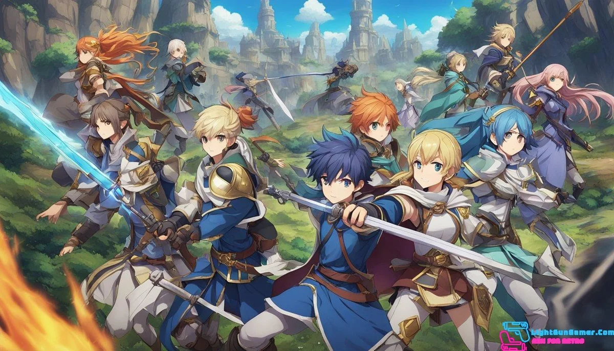 A group of characters explore a fantasy world, battling enemies and strategizing in a tactical, turn-based game similar to Fire Emblem