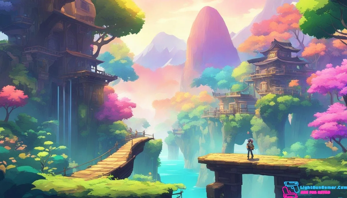 Vibrant platformer world with challenging puzzles and dynamic environments